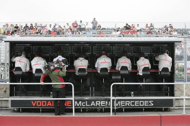 Vodafone McLaren Mercedes Kommandostand Motorsport Grand Prix Herren Großer Preis von Kanada 2008, Formel 1 Weltmeisterschaft, F1, F, GP, WM Gruppe Montreal