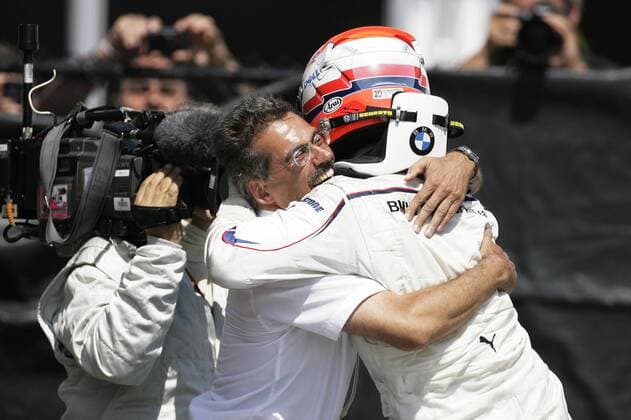 Robert Kubica (Polen) gewinnt den GP Kanada 2008 und jubelt mit Teamchef Dr. Mario Theissen (Deutschland beide BMW Sauber) -  Motorsport Grand Prix Herren Großer Preis von Kanada 2008, Formel 1 Weltmeisterschaft, F1, F, GP, WM, Gruppe Montreal Glück, Freude, Begeisterung, Motorsport Grand Prix Herren Großer Preis von Kanada 2008, Formel 1 Weltmeisterschaft, F1, F, GP, WM, Gruppe Montreal Glück, Freude, Begeisterung,