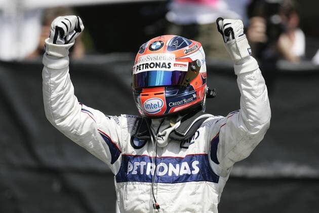 Robert Kubica (Polen BMW Sauber) gewinnt den GP Kanada 2008 -  Motorsport Grand Prix Herren Großer Preis von Kanada 2008, Formel 1 Weltmeisterschaft, F1, F, GP, WM, Einzelbild Montreal Freude, Motorsport Grand Prix Herren Großer Preis von Kanada 2008, Formel 1 Weltmeisterschaft, F1, F, GP, WM, Einzelbild Montreal Freude,