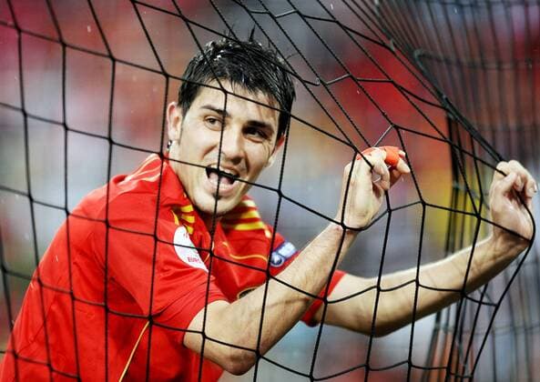 David Villa (Spanien) -  Fußball EM Herren Euro 2008, Länderspiel, Nationalteam, Nationaltrikot Einzelbild Innsbruck Fußball EM Herren Euro 2008, Länderspiel, Nationalteam, Nationaltrikot Einzelbild Innsbruck