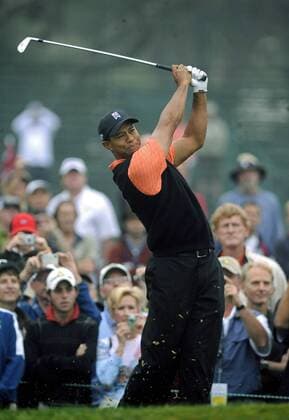 Tiger Woods (USA) -  (san20080610309) Golf Herren US Open 2008, PGA Tour, Training, Practice Round Einzelbild Torrey Pines San Diego Dynamik, Golf Herren US Open 2008, PGA Tour, Training, Practice Round Einzelbild Torrey Pines San Diego Dynamik,