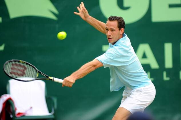 Michael Llodra (Frankreich) Tennis Herren Gerry Weber Open 2008, ATP Tour Einzelbild Halle Westfalen Dynamik, Tennis Herren Gerry Weber Open 2008, ATP Tour Einzelbild Halle Westfalen Dynamik,