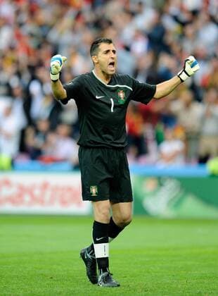 Torwart Ricardo (Portugal) jubelt - Fußball EM Herren Euro 2008, Länderspiel, Nationalteam, Nationaltrikot Einzelbild Genf Freude,