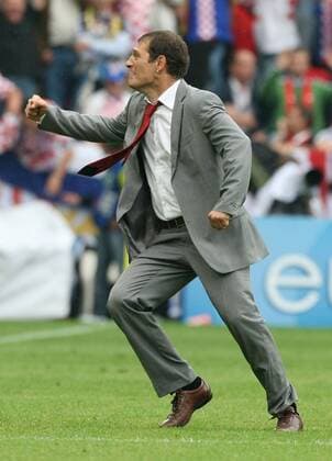 Nationaltrainer Slaven Bilic (Kroatien) - Torjubel Fußball EM Herren Euro 2008, Länderspiel, Nationalteam Einzelbild Klagenfurt Begeisterung, Freude,