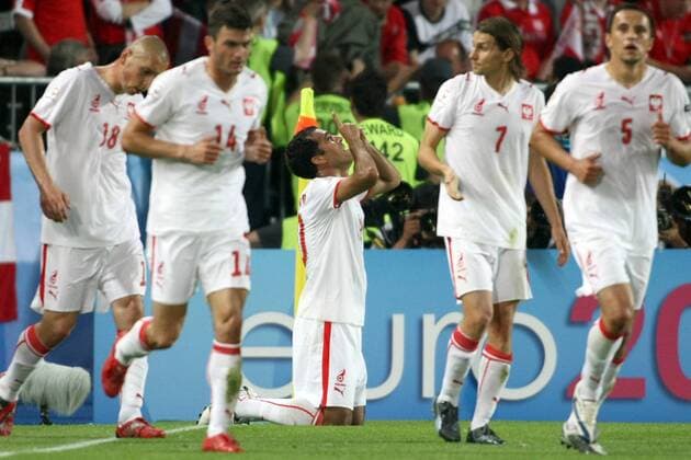 Roger Guerreiro (Polen, Mitte) - Torjubel -  (20080612LG002) Fußball EM Herren EURO 2008, Länderspiel, Nationalmannschaft, Nationaltrikot, Gruppe Wien Freude,
