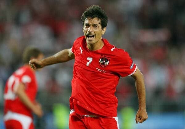 Ivica Vastic (Österreich) - Torjubel - Fußball Länderspiel Herren Euro 2008, EM, Nationalteam, Nationaltrikot Einzelbild Wien Freude,
