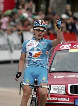 Yury Trofimov (Rußland Bouygues Telecom) gewinnt die 5. Etappe des Criterium du Dauphine Libere 2008 Radsport Herren Criterium du Dauphine Libere 2008, ProTour, Straßenradsport, Straße, Rad Einzelbild 5. Etappe: Ville La Grand - Morzine