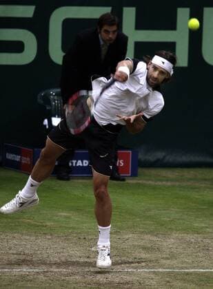 Nicolas Kiefer (Deutschland) Tennis Herren Gerry Weber Open 2008, ATP Tour Einzelbild Halle Westfalen Dynamik,