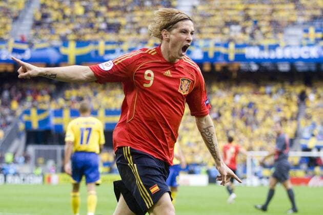 Fernando Torres (Spanien) - Torjubel Fußball EM Herren Euro 2008, Länderspiel, Nationalmannschaft, Nationaltrikot, Einzelbild Innsbruck Freude, Begeisterung,