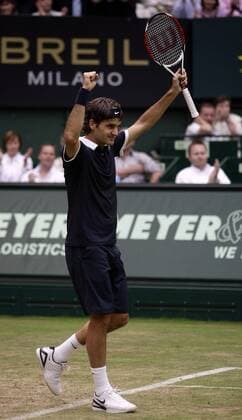 Roger Federer (Schweiz) - Sieger der Gerry Weber Open 2008 Tennis Herren Gerry Weber Open 2008, ATP Tour, Finale Einzelbild Halle Westfalen Freude, Tennis Herren Gerry Weber Open 2008, ATP Tour, Finale Einzelbild Halle Westfalen Freude,