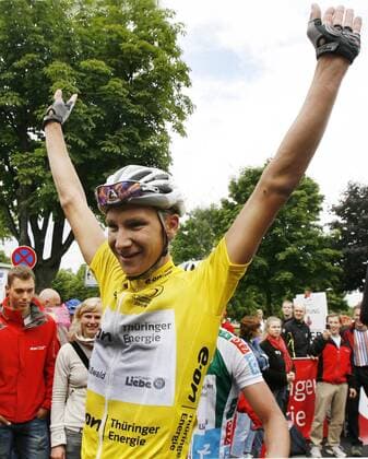 Patrick Gretsch (Deutschland Thüringer Energie Team) gewinnt die Thüringen Rundfahrt 2008 Radsport Herren Thüringen Rundfahrt 2008, Thüringenrundfahrt, Straßenradsport, Straße, Rad, Einzelbild 6. Etappe: Rund um die Hainleite Freude, Radsport Herren Thüringen Rundfahrt 2008, Thüringenrundfahrt, Straßenradsport, Straße, Rad, Einzelbild 6. Etappe: Rund um die Hainleite Freude,