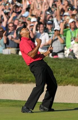Tiger Woods (USA) -  (SAN20080615322) Golf Herren US Open 2008, PGA Tour Einzelbild Torrey Pines San Diego Freude, Begeisterung, Golf Herren US Open 2008, PGA Tour Einzelbild Torrey Pines San Diego Freude, Begeisterung,