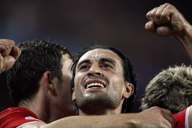 Hakan Yakin (Schweiz, Mitte) - Torjubel Fußball EM Herren Euro 2008, Nationalteam, Länderspiel, Nationaltrikot, Gruppe Basel Freude, Fußball EM Herren Euro 2008, Nationalteam, Länderspiel, Nationaltrikot, Gruppe Basel Freude,