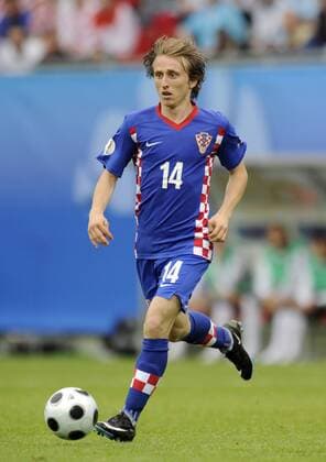 Luka Modric (Kroatien) Fußball Länderspiel Herren EURO 2008, EM, Nationaltrikot, Nationalteam Einzelbild Klagenfurt