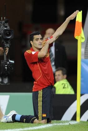 Daniel Guiza (Spanien) - Torjubel Fußball EM Herren Euro 2008, Länderspiel, Nationalteam, Nationaltrikot Einzelbild Salzburg Freude, Fußball EM Herren Euro 2008, Länderspiel, Nationalteam, Nationaltrikot Einzelbild Salzburg Freude,