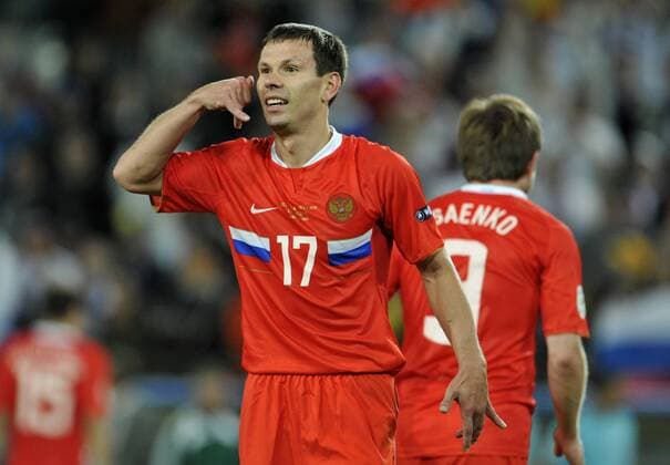 Konstantin Zyryanov (Rußland) Fußball EM Herren Euro 2008, Länderspiel, Nationalteam, Nationaltrikot Einzelbild Innsbruck