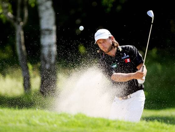 Martin Wiegele (Österreich) - Bunkerspiel -  Golf Herren BMW International Open 2008, European PGA Tour Einzelbild München Eichenried Dynamik,
