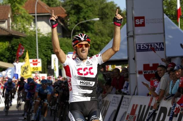 Fabian Cancellara (CSC Schweiz) gewinnt die 7. Etappe der Tour de Suisse 2008 -  Radsport Herren Tour de Suisse 2008, ProTour, Straßenradsport, Straße, Rad Einzelbild 7. Etappe: Gruyere - Lyss Freude,