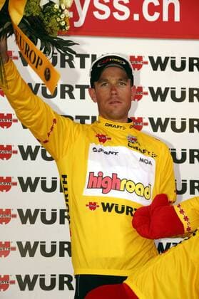 Kim Kirchen (Luxemburg High Road) - Führender in der Gesamtwertung nach der 7. Etappe der Tour de Suisse 2008 -  Radsport Herren Tour de Suisse 2008, ProTour, Straßenradsport, Straße, Rad Einzelbild 7. Etappe: Gruyere - Lyss