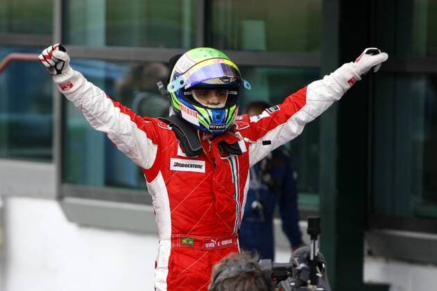 Felipe Massa (Brasilien Ferrari) - Sieger GP von Frankreich 2008 Motorsport Grand Prix Herren Großer Preis von Frankreich 2008, Formel 1 Weltmeisterschaft, F1, F, GP, WM Einzelbild Magny Cours Freude,