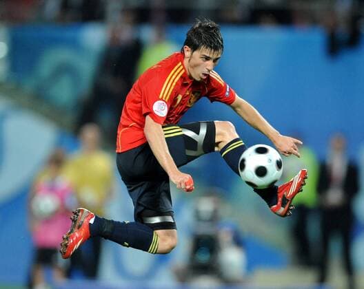 David Villa (Spanien) - Fußball EM Herren EURO 2008, Länderspiel, Viertelfinale, Nationalteam, Nationaltrikot Einzelbild Wien Dynamik,