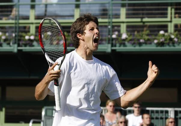 Simon Stadler (Deutschland) jubelt Tennis Herren All England Championships 2008, Grand Slam, ATP Tour Einzelbild Wimbledon London Freude, Begeisterung,