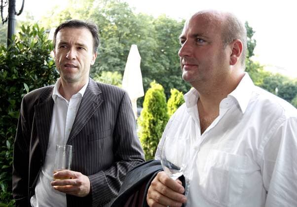 Finanzvorstand Christian Jauk (li.) und Präsident Hans Rinner (beide SK Sturm Graz Österreich) auf der ÖFB Farewell Party 2008 in Wien -  Fußball Herren ÖFB Farewell Party 2008 Gruppe Wien Nachdenklichkeit,