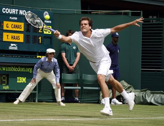 Thomas Haas (Deutschland) Tennis Herren All English Championships 2008, Grand Slam, ATP Tour Einzelbild Wimbledon London Dynamik,