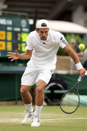 Jürgen Melzer (Österreich) -  Tennis Herren All England Championships 2008, Grand Slam, ATP Tour, Einzelbild Wimbledon London Dynamik,