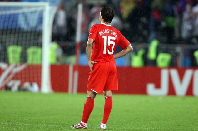 Dinijar Bilyaletdinov (Russland) enttäuscht Fußball EM Herren EURO 2008, Länderspiel, Halbfinale, Nationalmannschaft, Nationaltrikot Einzelbild Wien Enttäuschung,