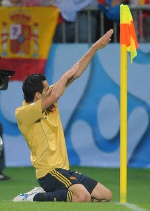 Daniel Güiza (Spanien) - Torjubel Fußball EM Herren Euro 2008, Länderspiel, Nationalteam, Halbfinale, Nationaltrikot Einzelbild Wien Freude,