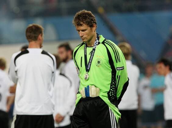 Torwart Jens Lehmann (Deutschland) enttäuscht Fußball Länderspiel Herren EURO 2008, EM, Nationalteam, Nationaltrikot, Finale, Einzelbild Wien Enttäuschung,