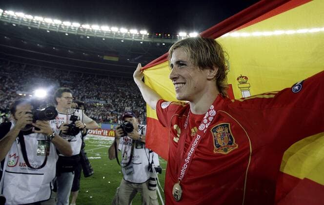 Fernando Torres (Spanien) - Europameister 2008 -  - NOxONLINExUSE Fußball EM Herren EURO 2008, Länderspiel, Finale, Nationalteam, Nationaltrikot Einzelbild Wien Freude,
