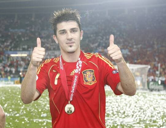 David Villa (Spanien) - Europameister -  - NOxONLINExUSE Fußball EM Herren EURO 2008, Nationalteam, Finale, Vdig Einzelbild Wien Freude,