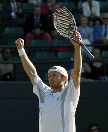 Rainer Schüttler (Deutschland) jubelt über den Halbfinaleinzug Tennis Herren All England Championships 2008, Grand Slam, ATP Tour, Viertelfinale Einzelbild Wimbledon London Begeisterung, Freude,