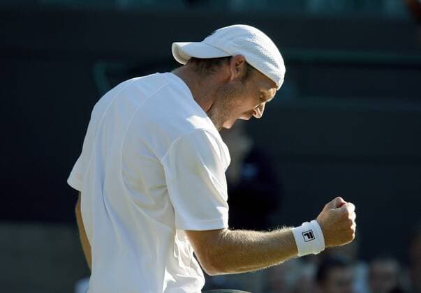 Rainer Schüttler (Deutschland) jubelt Tennis Herren All England Championships 2008, Grand Slam, ATP Tour, Viertelfinale Einzelbild Wimbledon London Begeisterung, Freude,