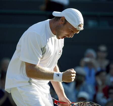 Rainer Schüttler (Deutschland) jubelt Tennis Herren All England Championships 2008, Grand Slam, ATP Tour, Viertelfinale Einzelbild Wimbledon London Begeisterung, Freude,