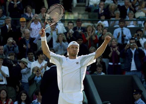 Rainer Schüttler (Deutschland) jubelt über den Halbfinaleinzug bei den All England Championships 2008 Tennis Herren All England Championships 2008, Grand Slam, ATP Tour, Viertelfinale Einzelbild Wimbledon London Begeisterung, Freude,