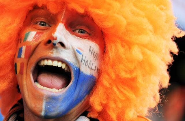 Holländischer Fan mit Perücke Fußball EM Herren Euro 2008, Länderspiel, Nationalteam, Niederlande, Viertelfinale Porträt Basel