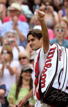 Roger Federer (Schweiz) zufrieden -  Tennis Herren All England Championships 2008, Grand Slam, ATP Tour Einzelbild Wimbledon London