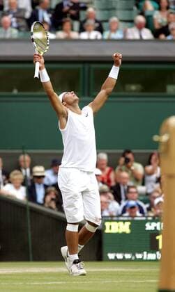 Rafael Nadal (Spanien) jubelt -  Tennis Herren All England Championships 2008, Grand Slam, ATP Tour Einzelbild Wimbledon London