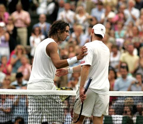 Rafael Nadal (Spanien, li.) und Rainer Schüttler (Deutschland) -  Tennis Herren All England Championships 2008, Grand Slam, ATP Tour Gruppe Wimbledon London