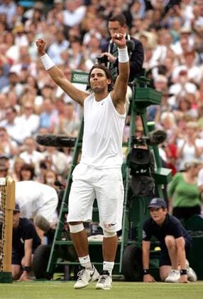 Rafael Nadal (Spanien) jubelt -  Tennis Herren All England Championships 2008, Grand Slam, ATP Tour Einzelbild Wimbledon London