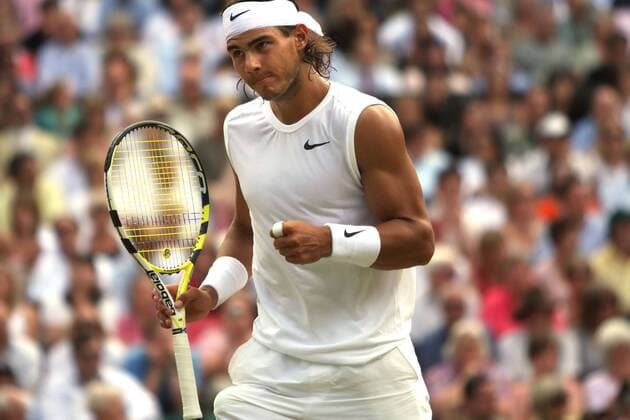 Rafael Nadal (Spanien) jubelt - (Icon25050807043596) Tennis Herren All England Championships 2008, Grand Slam, ATP Tour Einzelbild Wimbledon London Freude, EDITORIAL USE ONLY