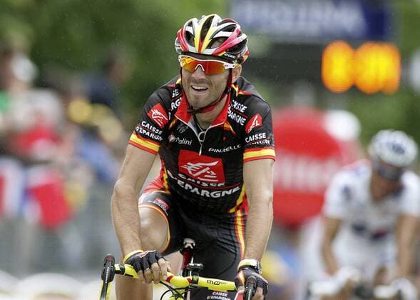 Alejandro Valverde (Spanien Caisse d Epargne) gewinnt die erste Etappe der Tour de France 2008 Radsport Herren Tour de France 2008, Straßenradsport, Straße, Rad Einzelbild 1. Etappe: Brest - Plumelec Freude,