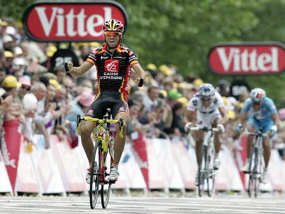 Alejandro Valverde (Spanien Caisse d Epargne) gewinnt die erste Etappe der Tour de France 2008 Radsport Herren Tour de France 2008, Straßenradsport, Straße, Rad Einzelbild 1. Etappe: Brest - Plumelec Begeisterung, Freude,