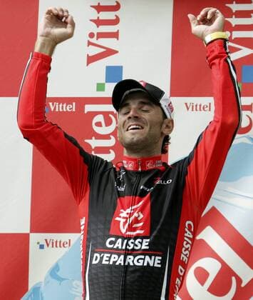 Alejandro Valverde (Spanien Caisse d Epargne) gewinnt die erste Etappe der Tour de France 2008 Radsport Herren Tour de France 2008, Straßenradsport, Straße, Rad Einzelbild 1. Etappe: Brest - Plumelec Glück, Begeisterung, Freude,