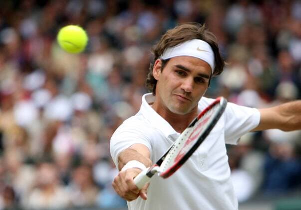 Roger Federer (Schweiz) -  Tennis Herren All England Championships 2008, Grand Slam, ATP Tour, Finale Einzelbild Wimbledon London Dynamik,