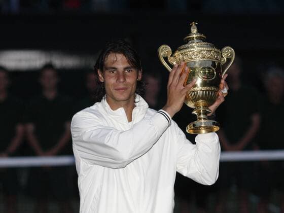 Rafael Nadal (Spanien) - Sieger der All England Championships 2008 Tennis Herren All England Championships 2008, Grand Slam, ATP Tour, Finale Einzelbild Wimbledon London Freude,