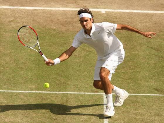 Roger Federer (Schweiz) Tennis Herren All England Championships 2008, Grand Slam, ATP Tour, Finale Einzelbild Wimbledon London Dynamik,
